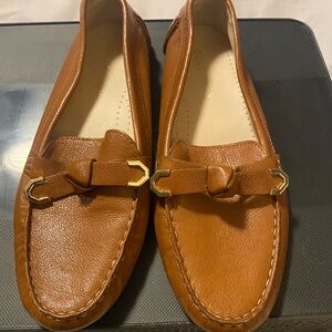 Cole Haan Brown and Gold Leather Loafers